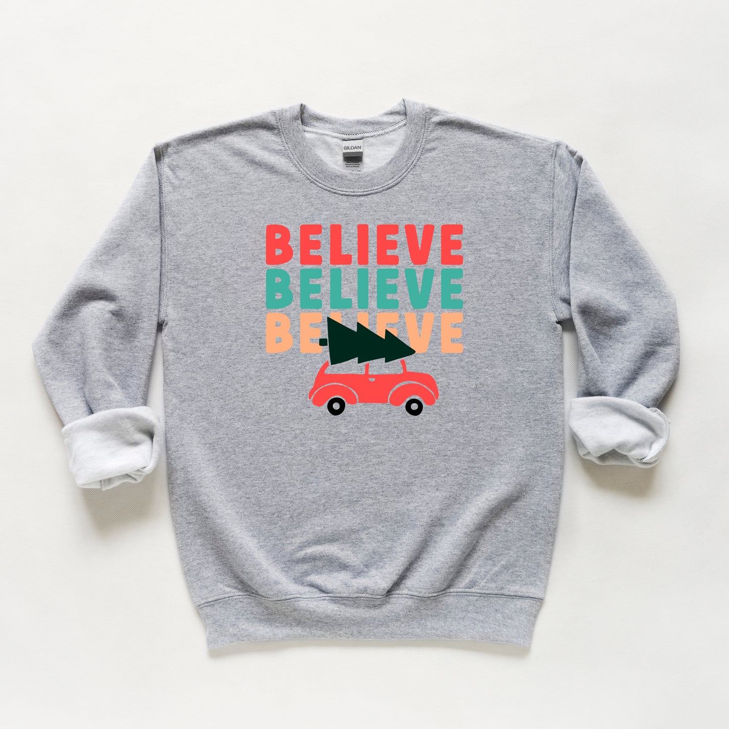 Believe Stacked Car | Youth Sweatshirt