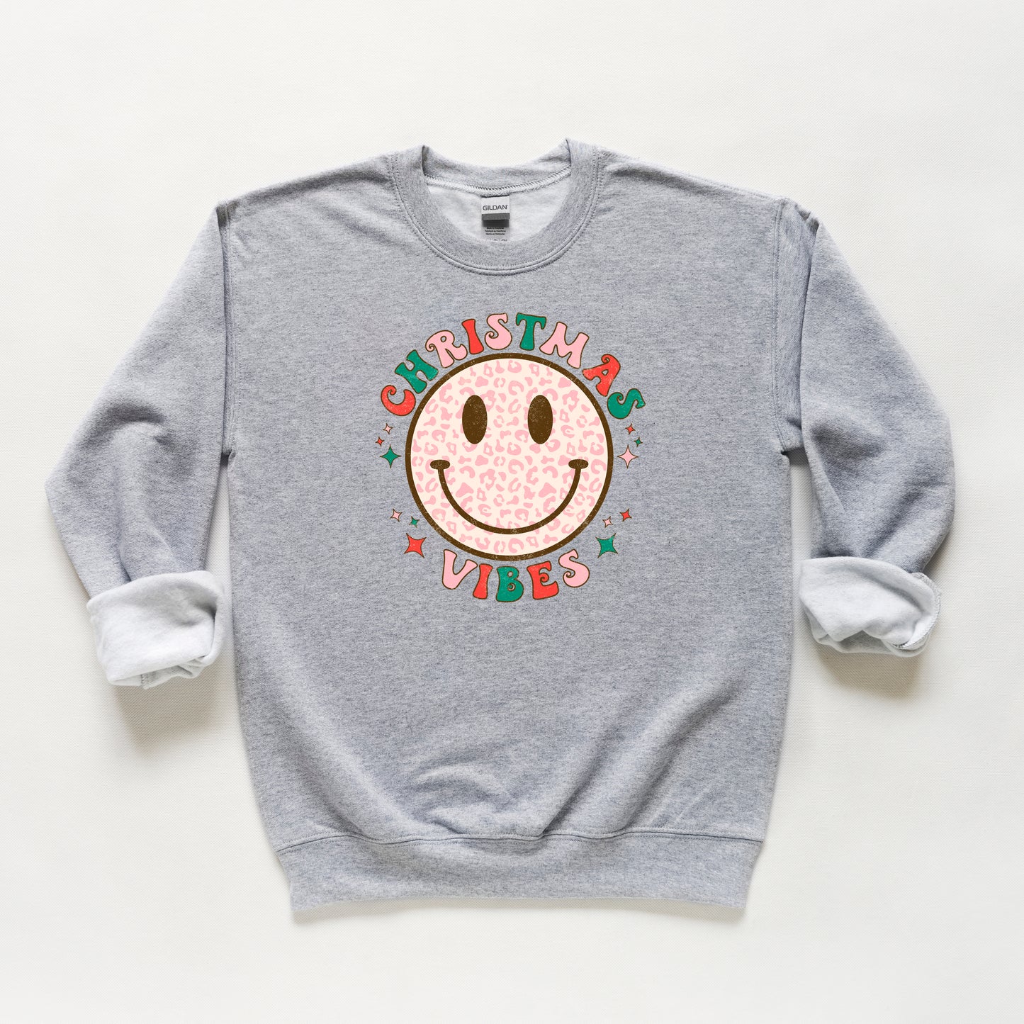 Retro Smiley Face Christmas Vibes | Youth Sweatshirt