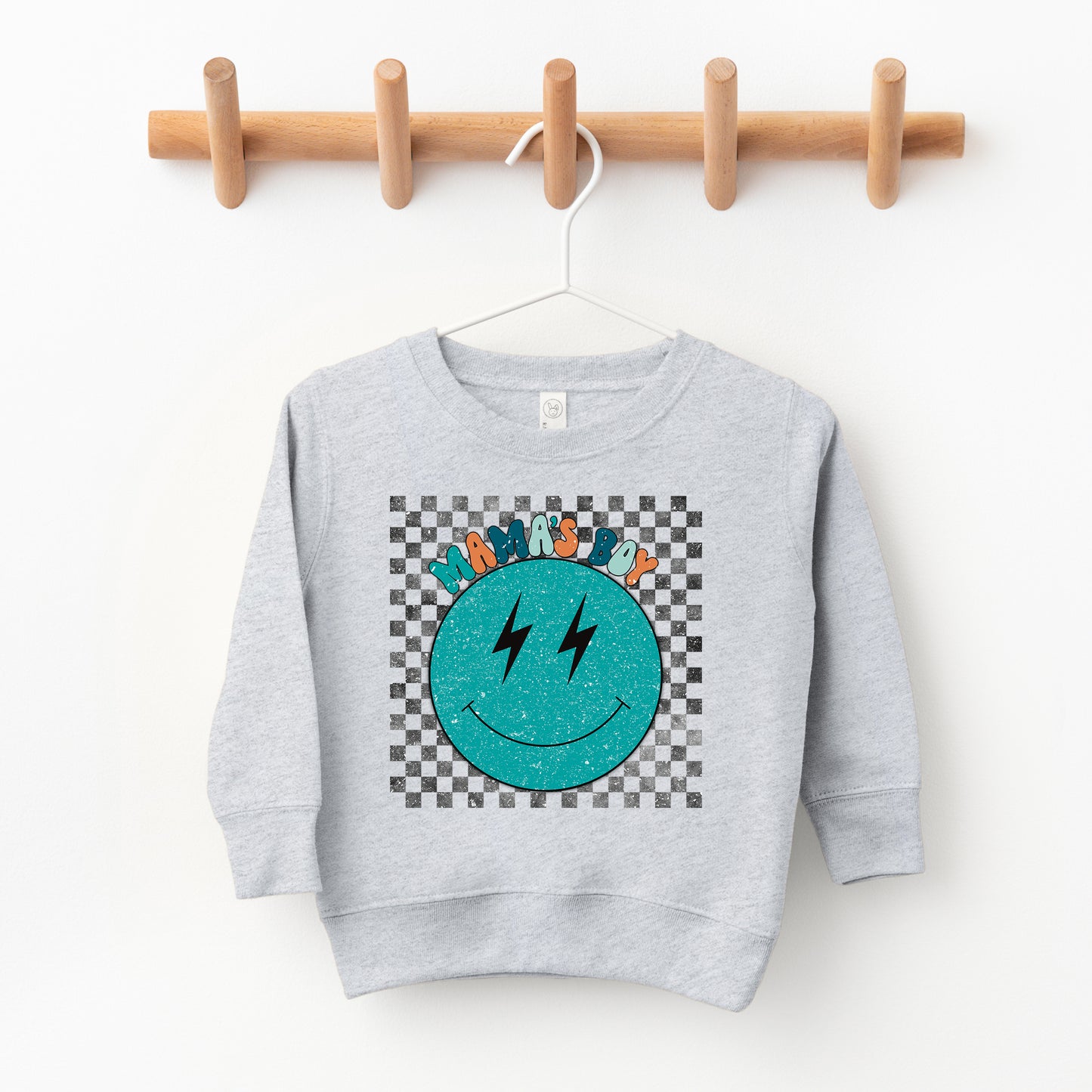 Mama's Boy Checkered Smiley Face | Toddler Sweatshirt