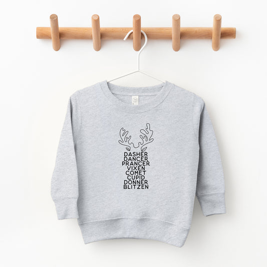 Reindeer Names Antlers | Toddler Sweatshirt