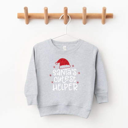 Santa's Cutest Helper Glitter | Toddler Sweatshirt