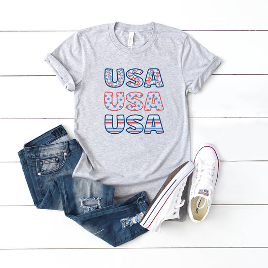 USA Stacked Colorful | Youth Short Sleeve Crew Neck