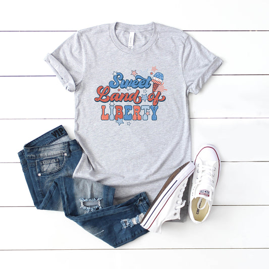 Retro Sweet Land Of Liberty | Youth Short Sleeve Crew Neck