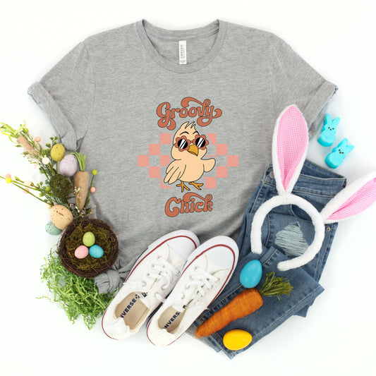 Groovy Chick Checkered | Youth Short Sleeve Crew Neck