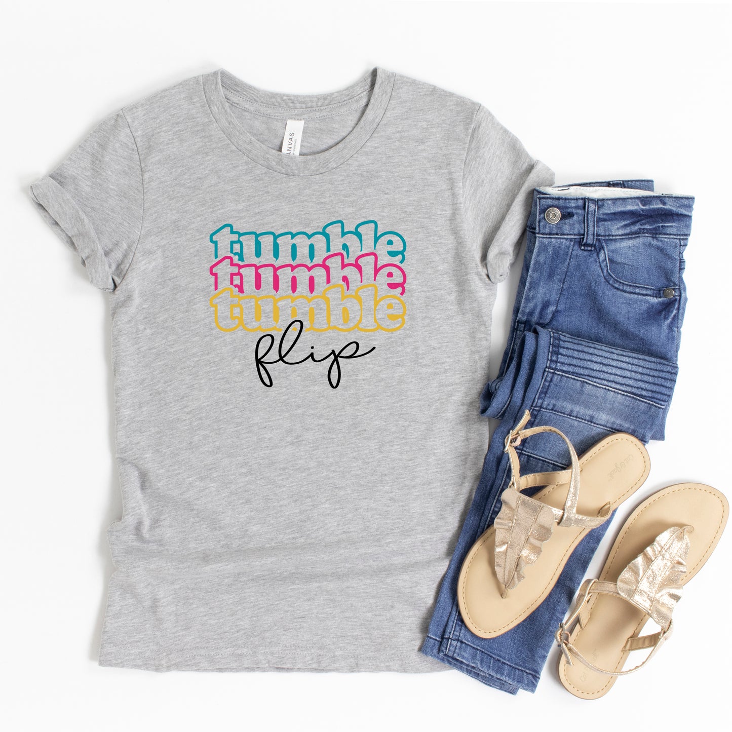 Tumble Flip Stacked | Youth Short Sleeve Crew Neck