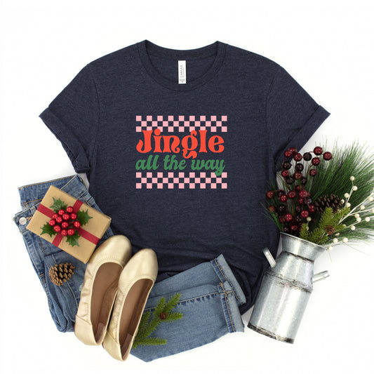 Jingle All The Way Checkered | Youth Short Sleeve Crew Neck