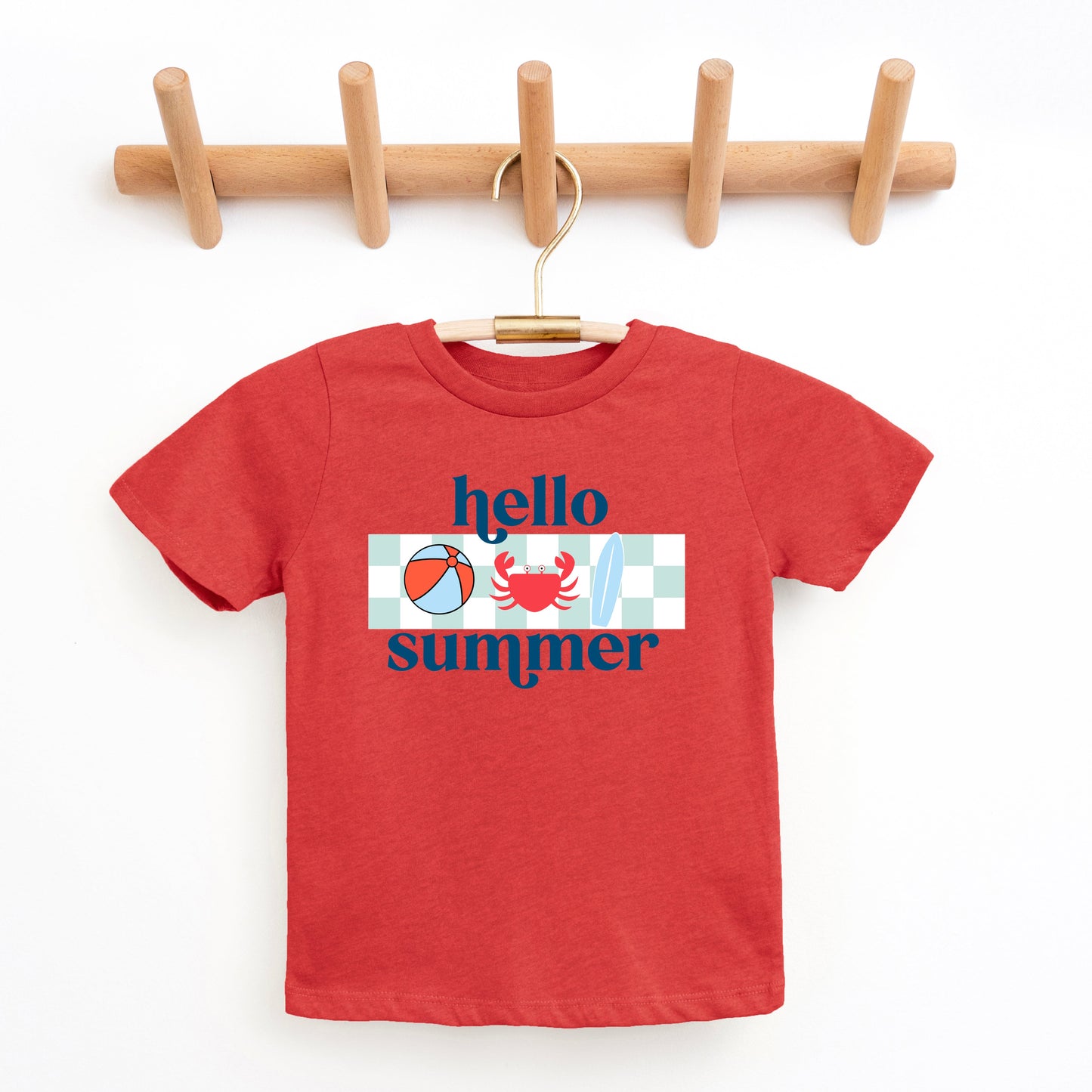 Hello Summer Checkered | Toddler Graphic Short Sleeve Tee