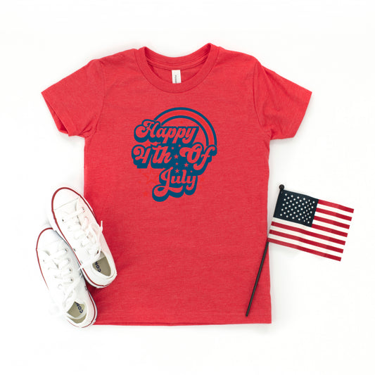 Happy 4th of July Rainbow | Toddler Short Sleeve Crew Neck