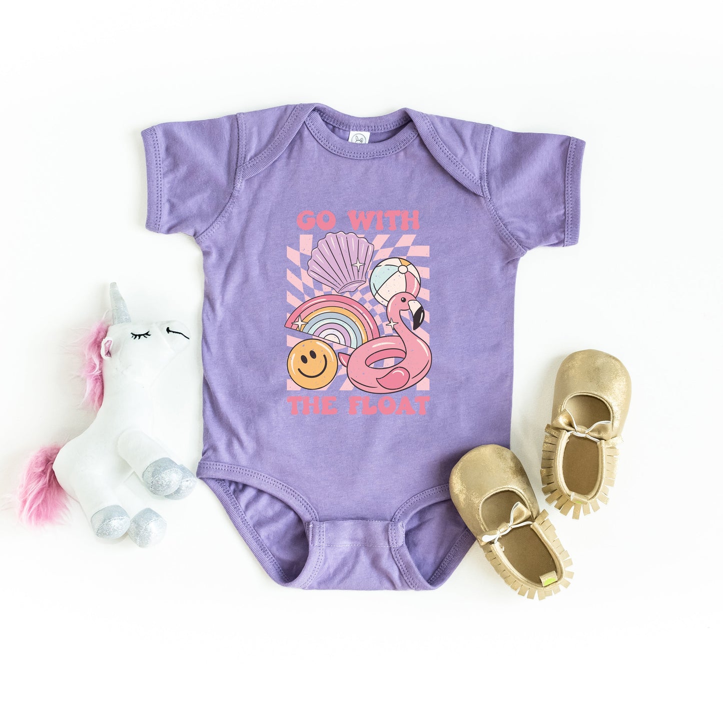 Go With The Float Pink | Baby Graphic Short Sleeve Onesie