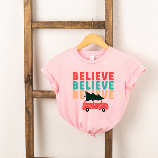 Believe Stacked Car | Toddler Short Sleeve Crew Neck