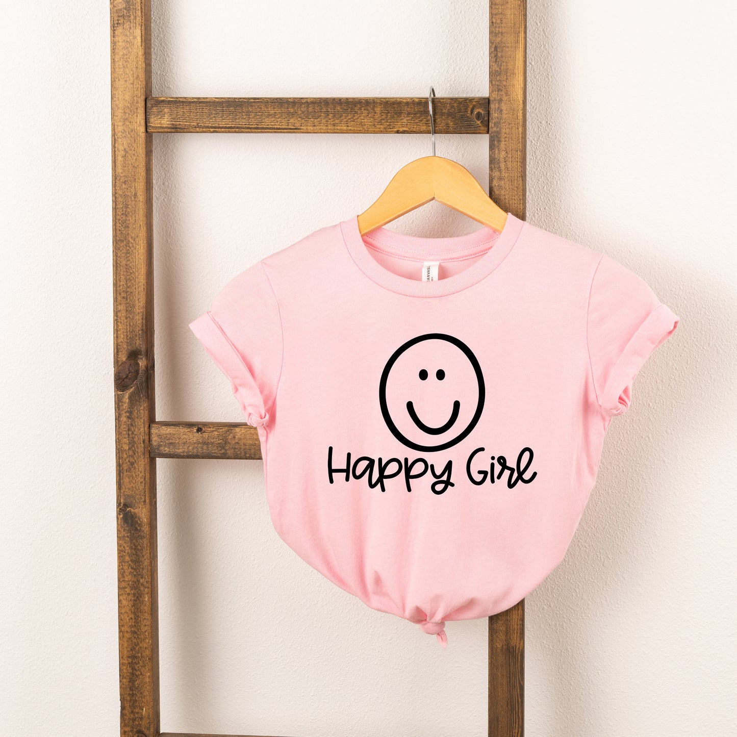 Happy Girl Smiley Face | Toddler Short Sleeve Crew Neck