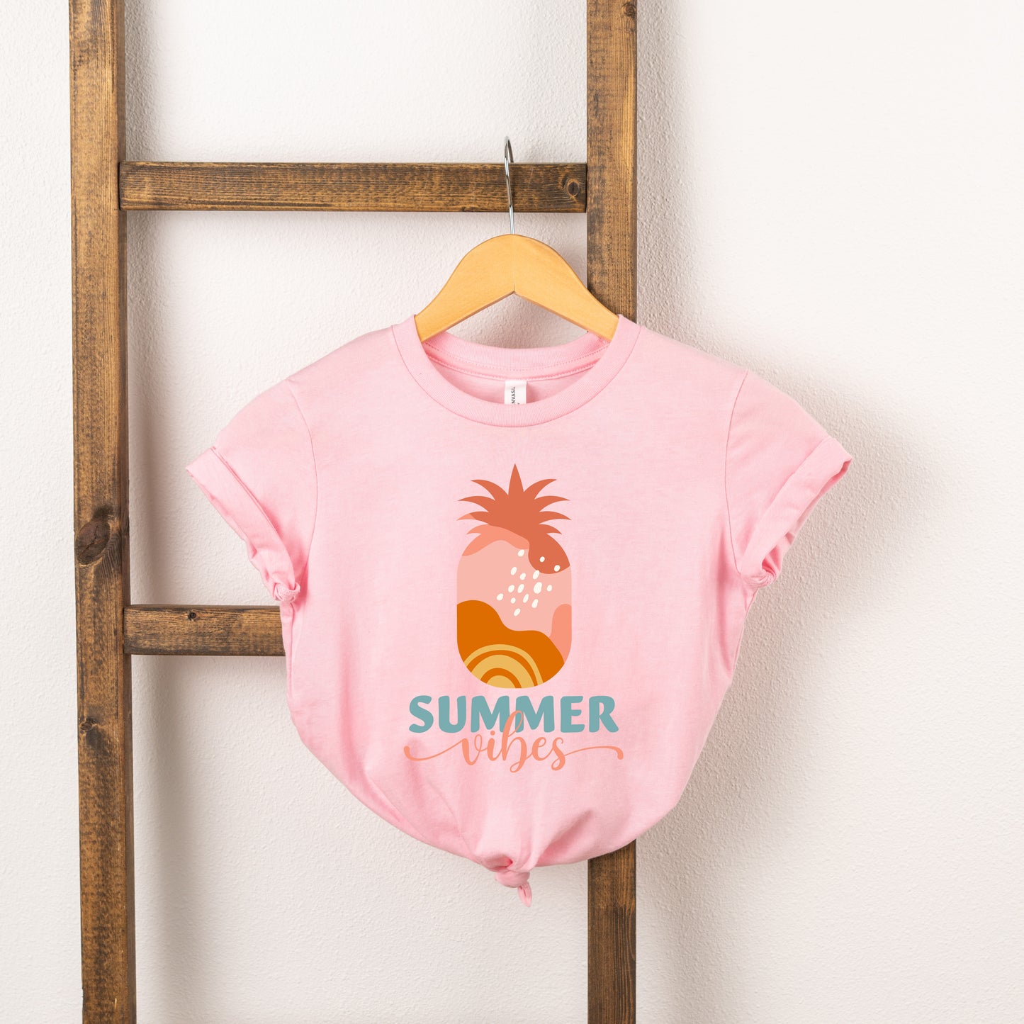 Boho Summer Vibes Pineapple | Toddler Short Sleeve Crew Neck