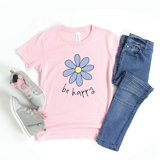 Be Happy Flower | Youth Short Sleeve Crew Neck