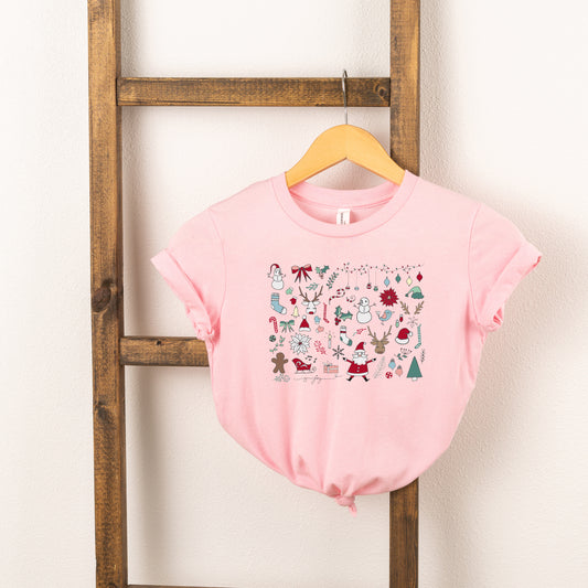 Christmas Doodles | Toddler Short Sleeve Crew Neck