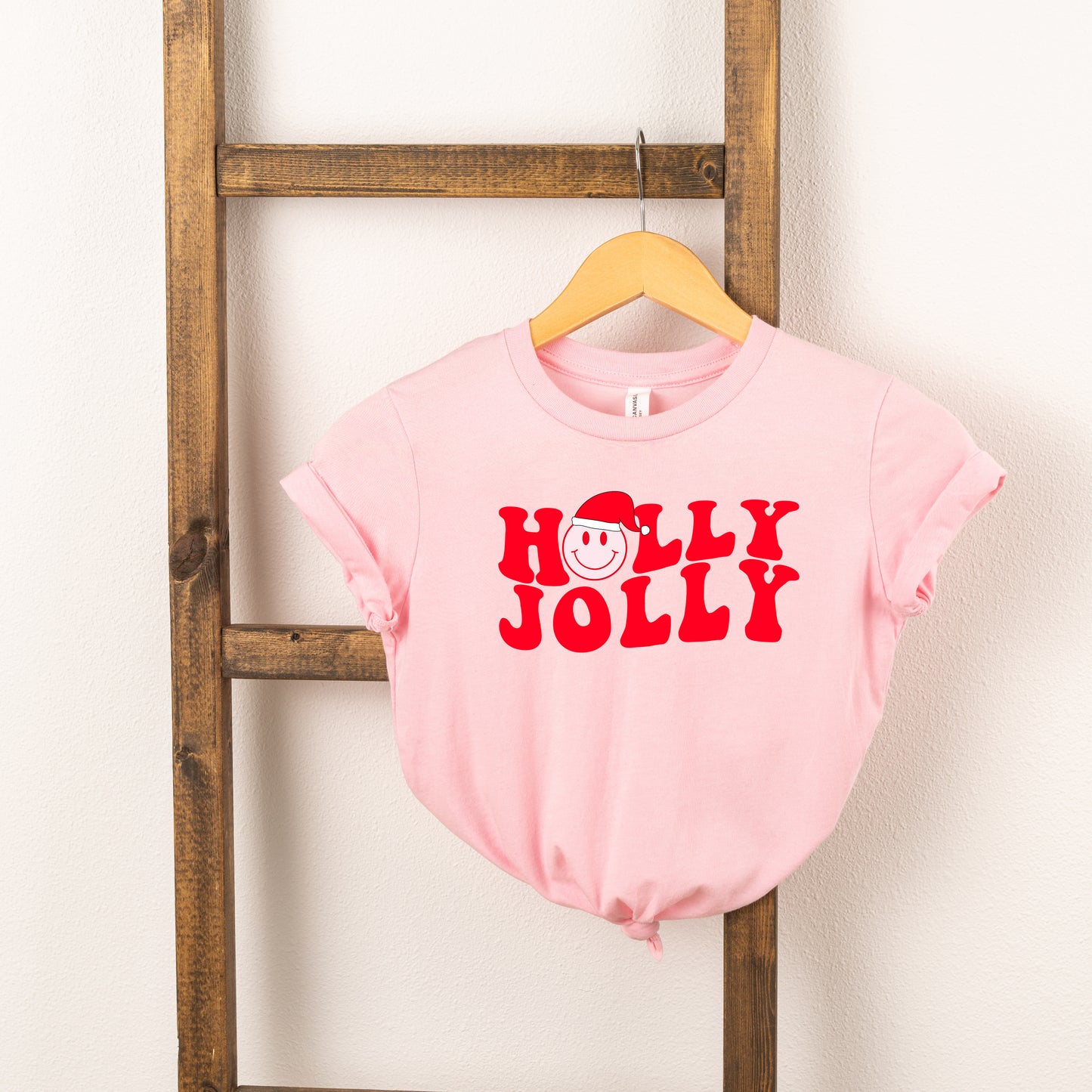 Holly Jolly Smiley Face | Toddler Short Sleeve Crew Neck