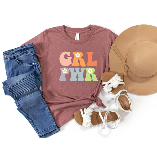 Girl Power Flowers | Youth Short Sleeve Crew Neck