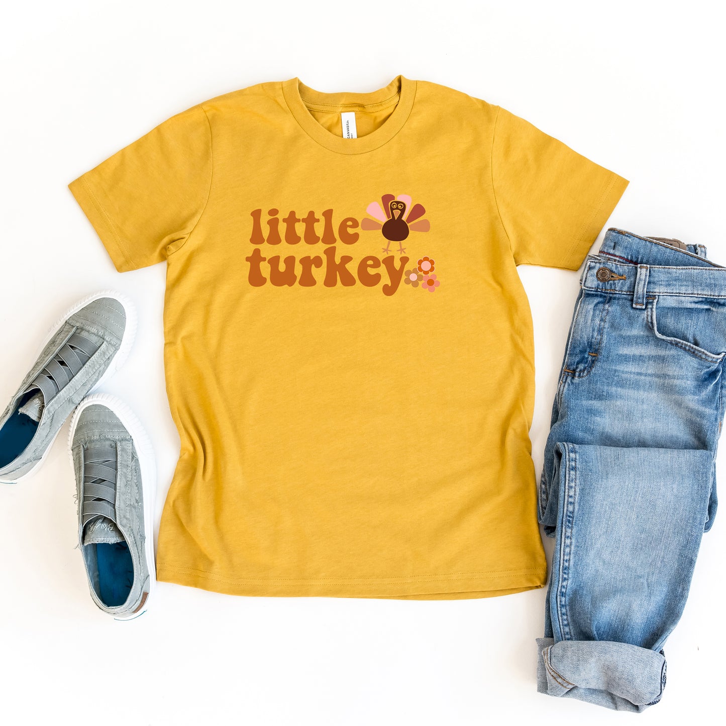 Little Turkey Flowers | Youth Short Sleeve Crew Neck
