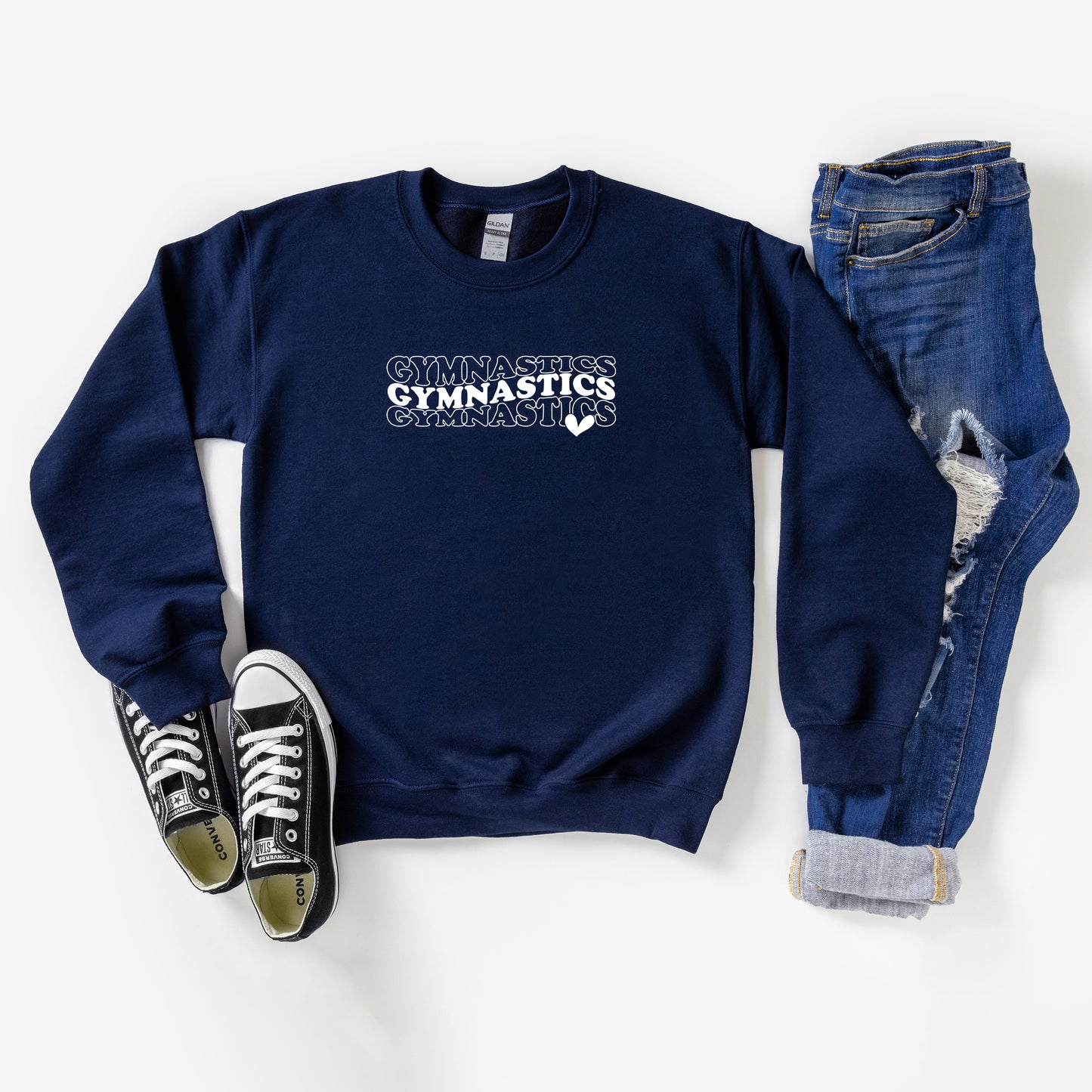 Gymnastics Stacked Heart | Youth Sweatshirt