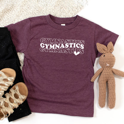 Gymnastics Stacked Heart | Toddler Short Sleeve Crew Neck