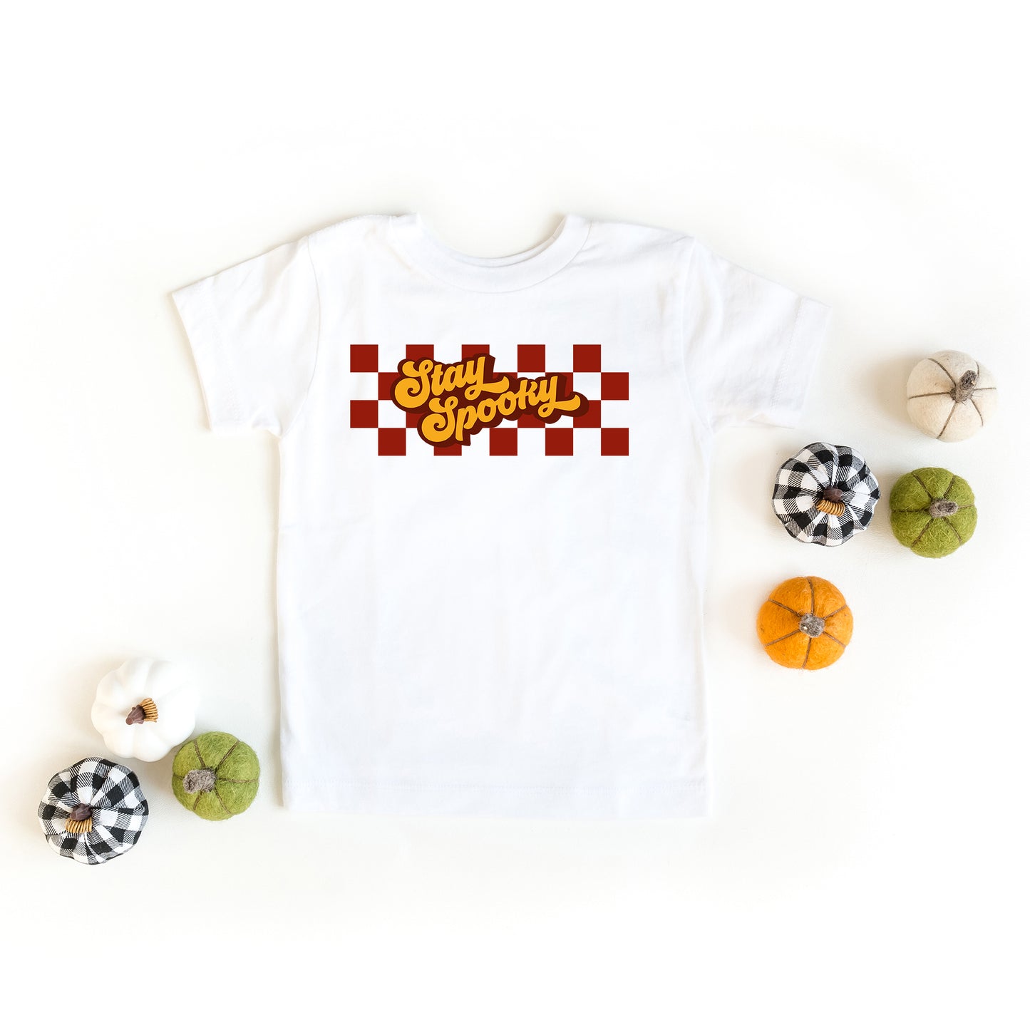 Stay Spooky Retro Checkered | Toddler Short Sleeve Crew Neck