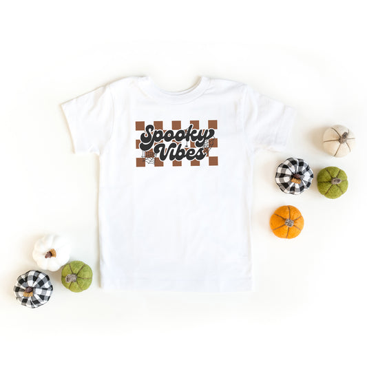 Checkered Spooky Vibes | Toddler Short Sleeve Crew Neck