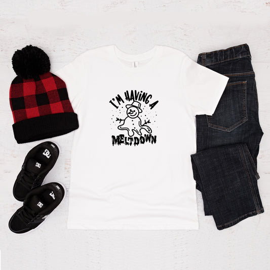 Having A Meltdown Snowman | Youth Short Sleeve Crew Neck