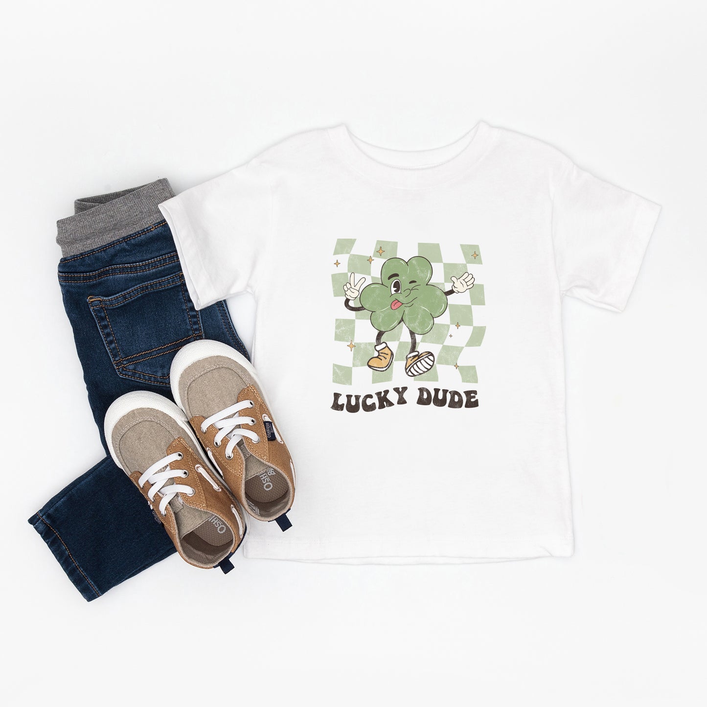 Lucky Dude Checkered | Toddler Short Sleeve Crew Neck