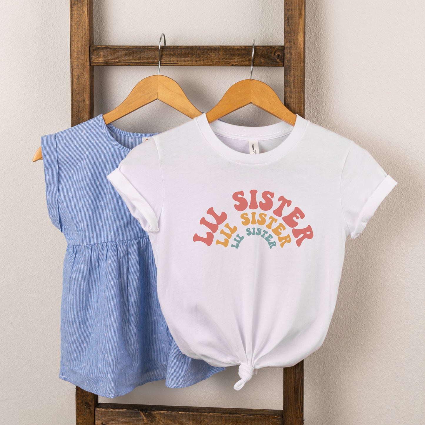 Lil Sister Stacked Curved | Toddler Short Sleeve Crew Neck