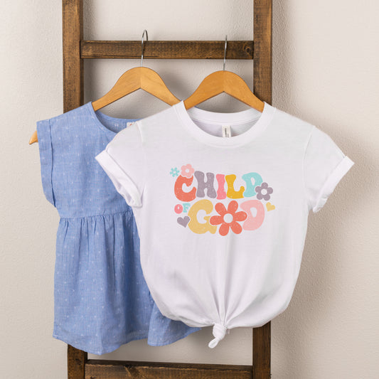 Child Of God Flowers | Toddler Short Sleeve Crew Neck