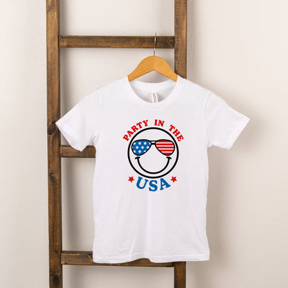 Party In The USA Smiley Face | Toddler Short Sleeve Crew Neck