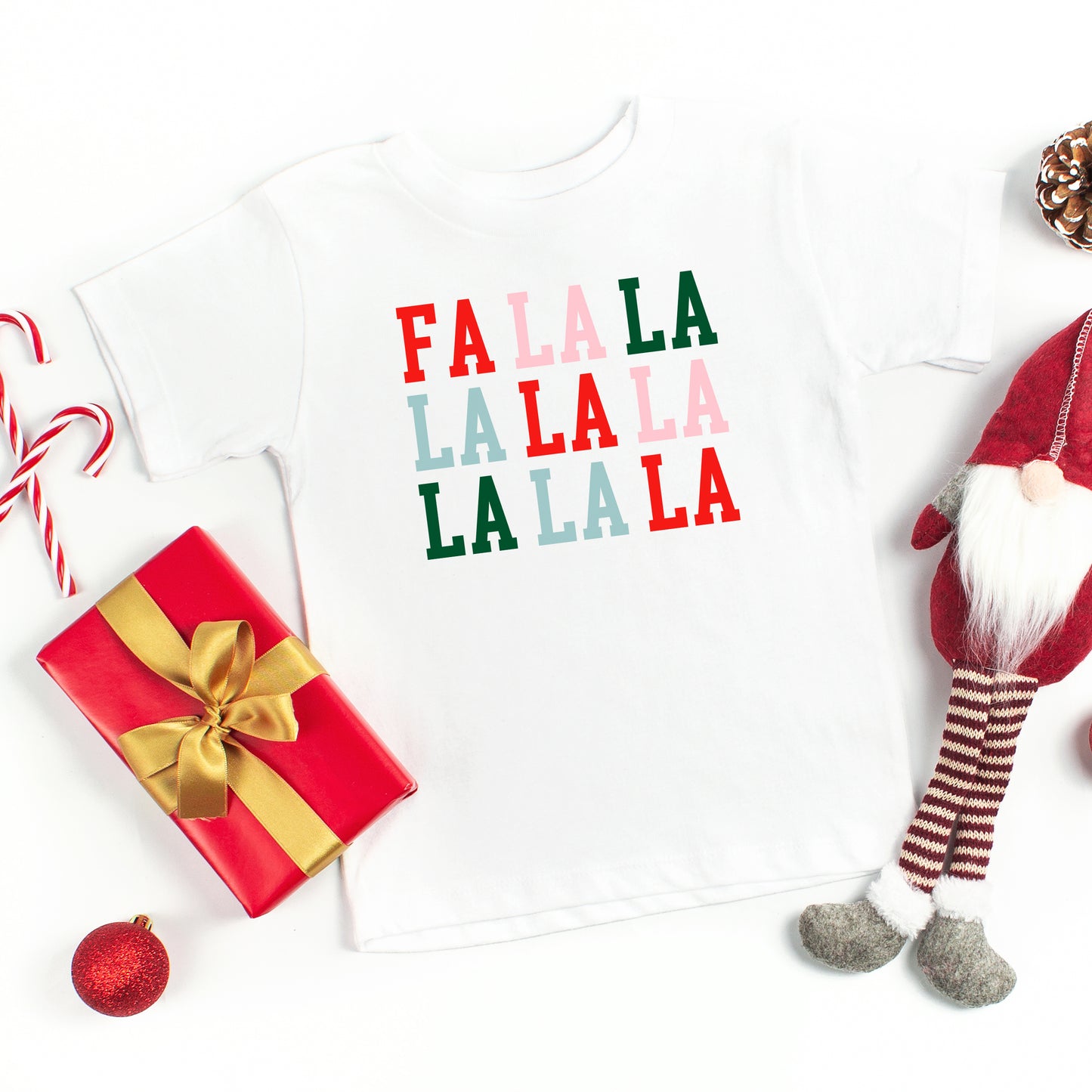 Colorful Fa La La | Toddler Short Sleeve Crew Neck