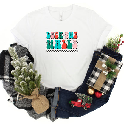 Retro Deck The Halls Checkered | Youth Short Sleeve Crew Neck