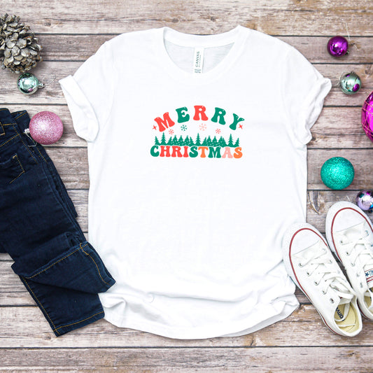 Merry Christmas Trees | Youth Short Sleeve Crew Neck