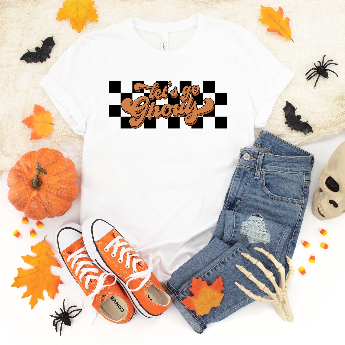 Let's Go Ghouls Checkered | Youth Short Sleeve Crew Neck