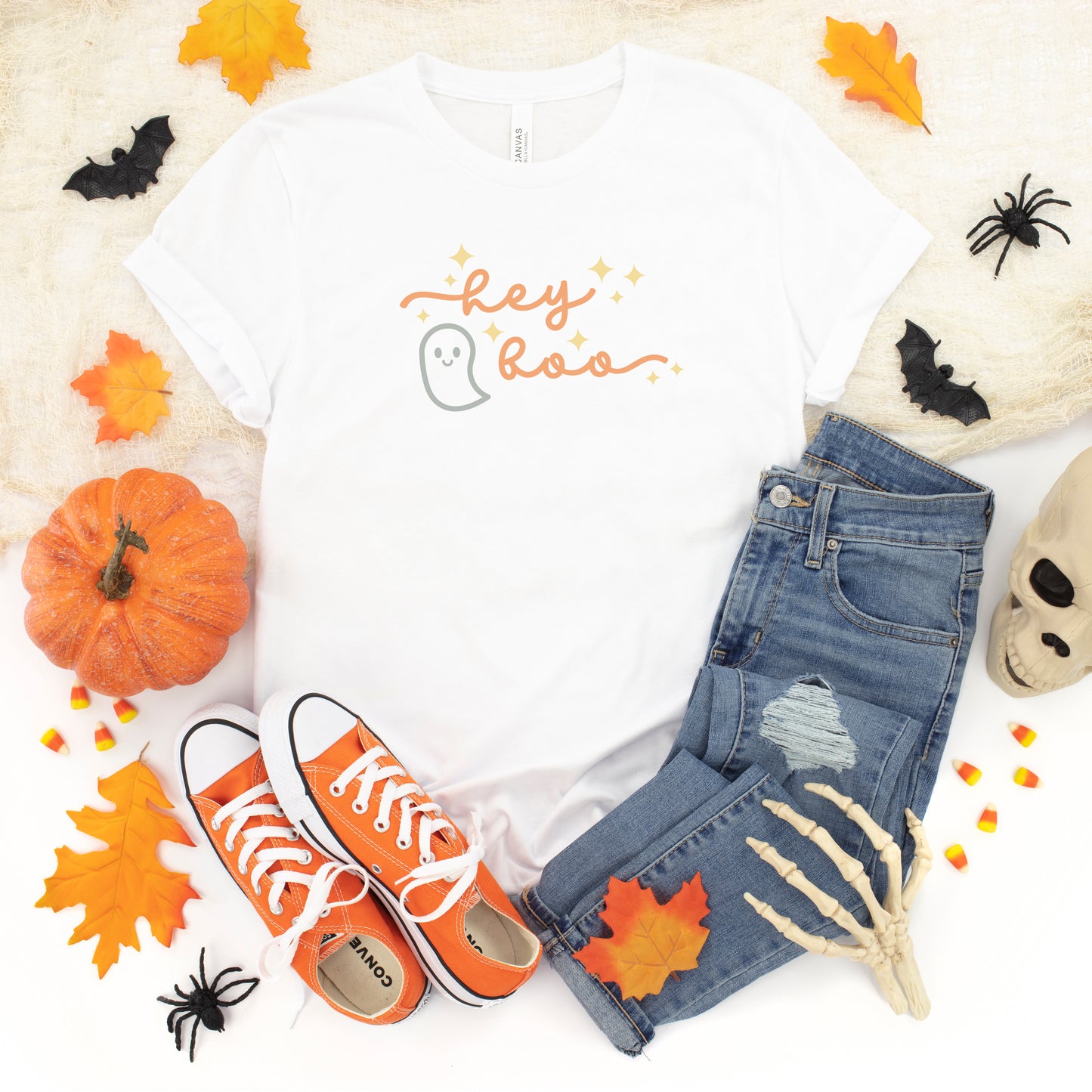 Hey Boo Ghost Kids | Youth Short Sleeve Crew Neck
