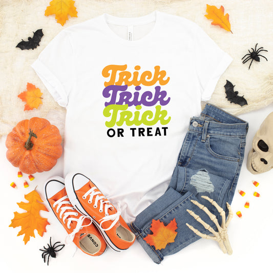 Trick Or Treat Colorful Stacked | Youth Short Sleeve Crew Neck