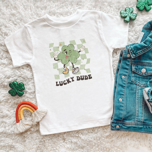 Lucky Dude Checkered | Youth Short Sleeve Crew Neck