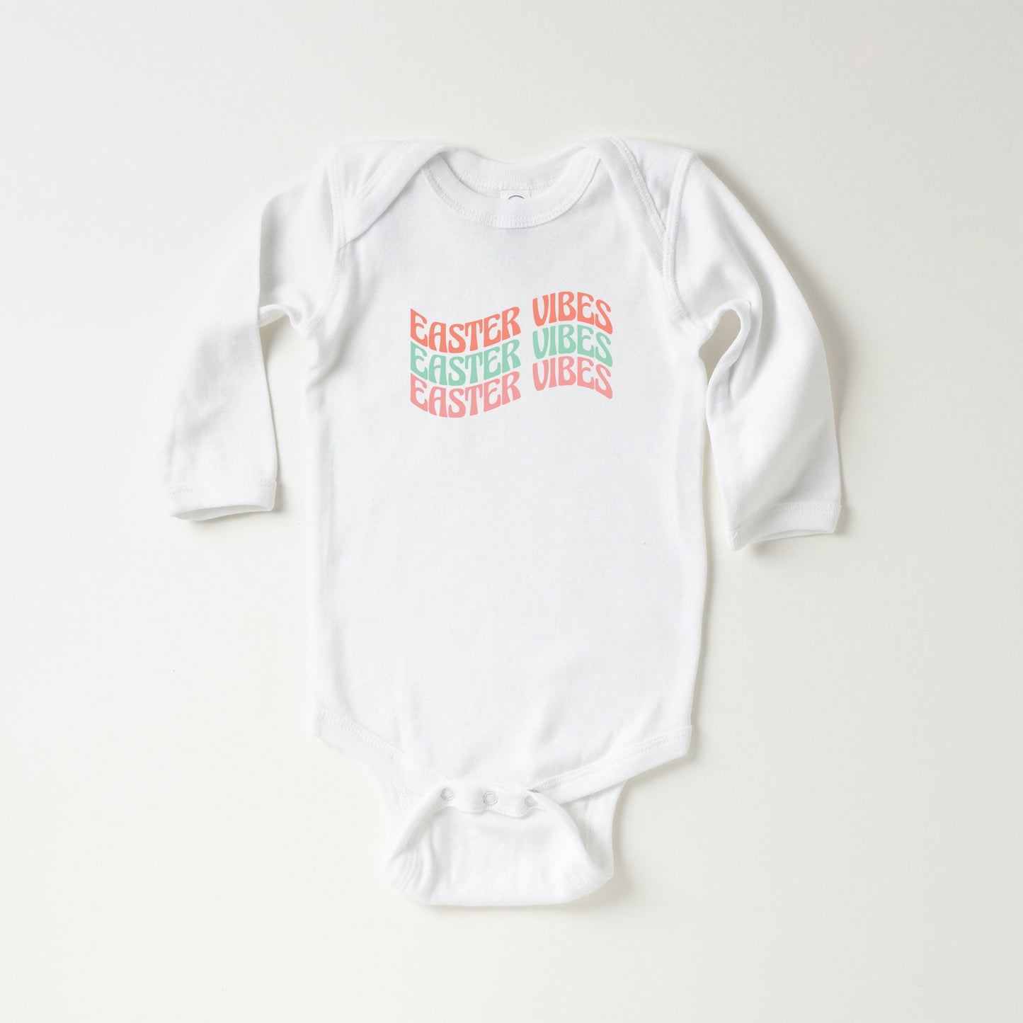 Easter Vibes Wavy Stacked | Baby Long Sleeve Onesie