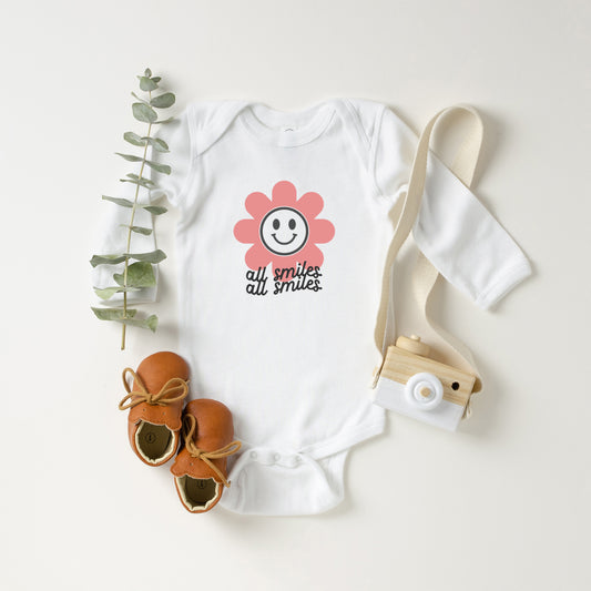 All Smiles Flower | Baby Long Sleeve Onesie