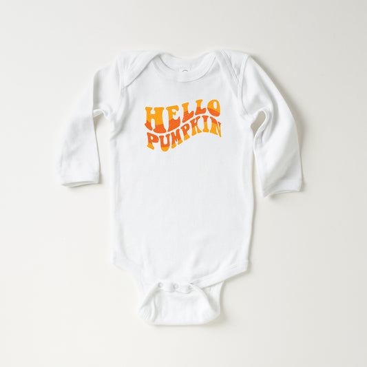 Hello Pumpkin Wavy | Baby Long Sleeve Onesie