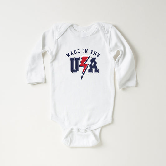 USA Lightning Bolt | Baby Long Sleeve Onesie