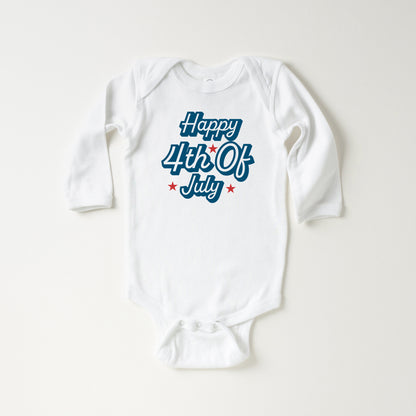 Happy 4th of July Stars | Baby Long Sleeve Onesie