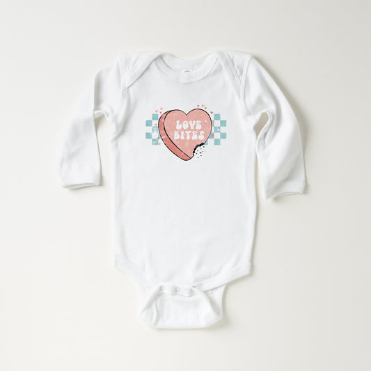 Love Bites Candy Heart | Baby Long Sleeve Onesie