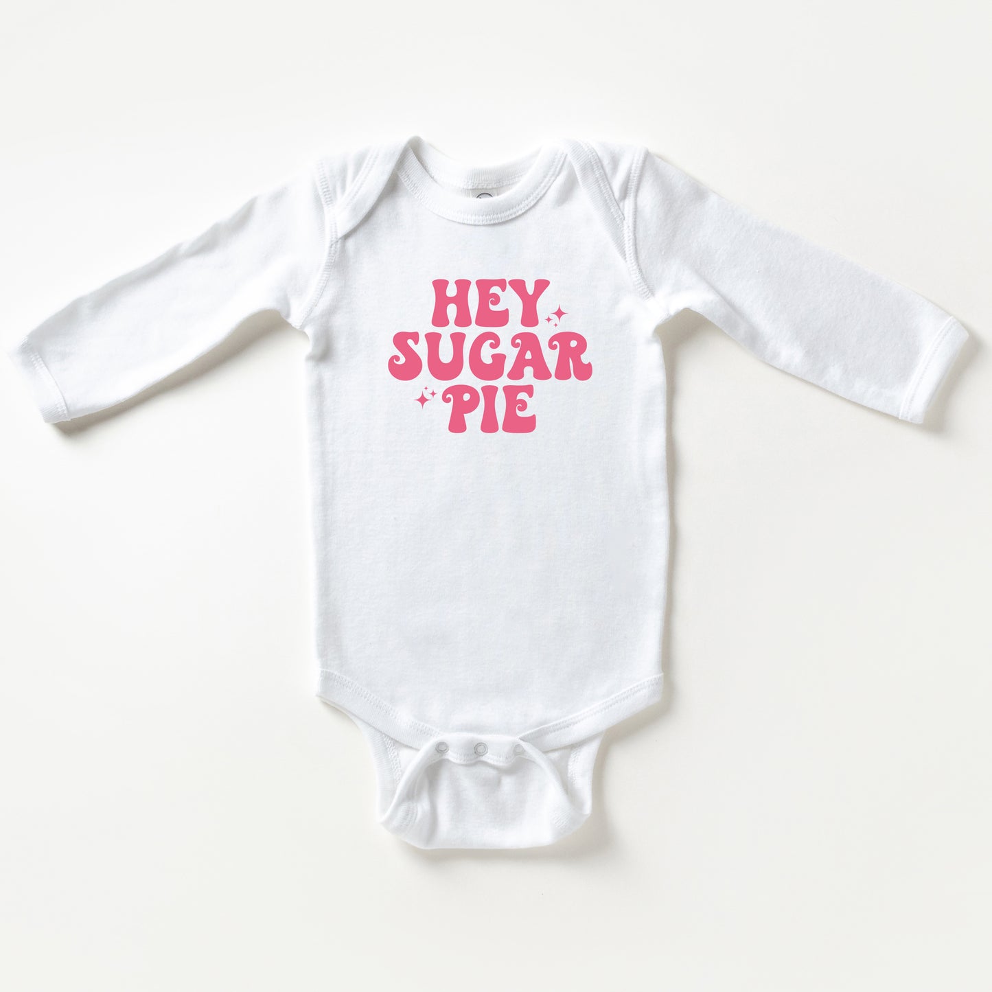 Hey Sugar Pie Stars Pink | Baby Long Sleeve Onesie