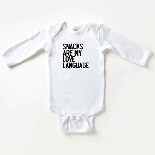 Snacks Are My Love Language | Baby Long Sleeve Onesie