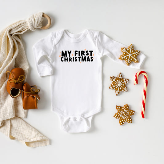 My First Christmas Stars | Baby Long Sleeve Onesie