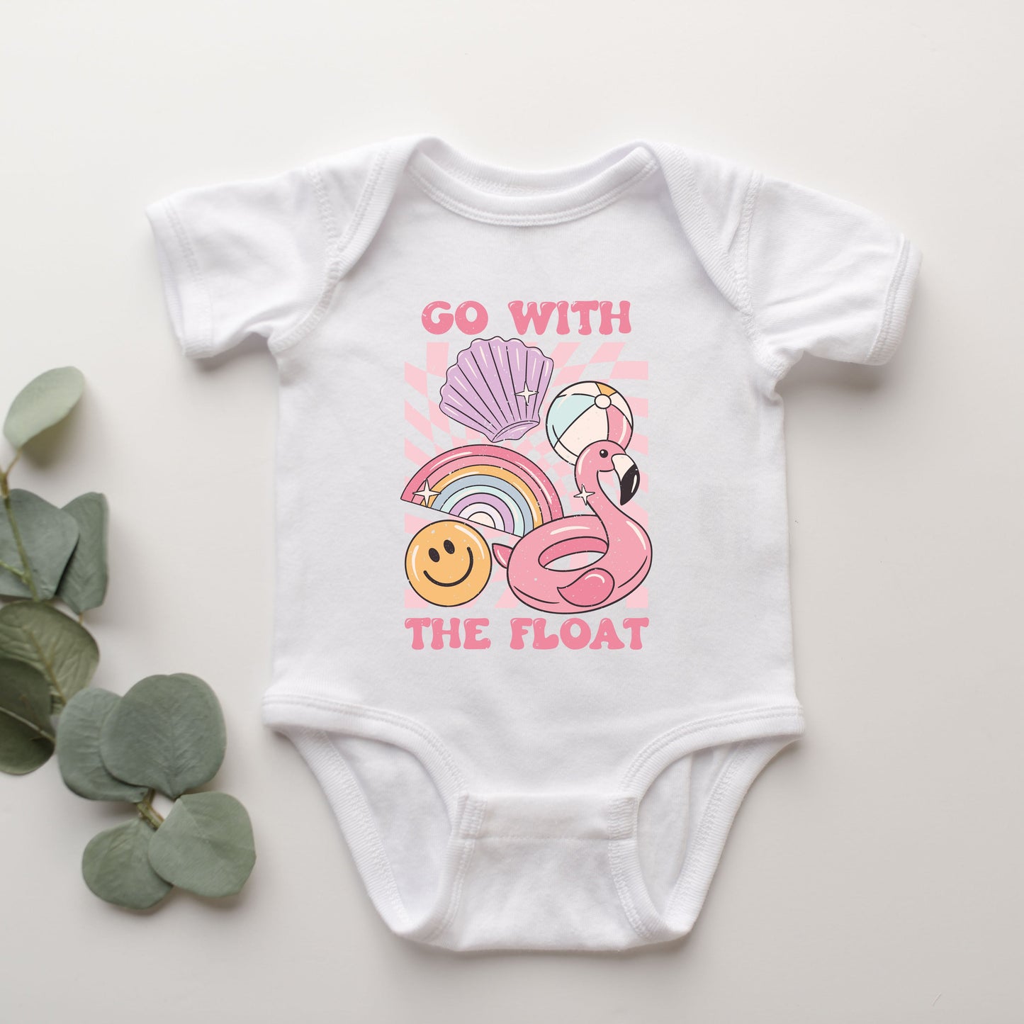 Go With The Float Pink | Baby Graphic Short Sleeve Onesie