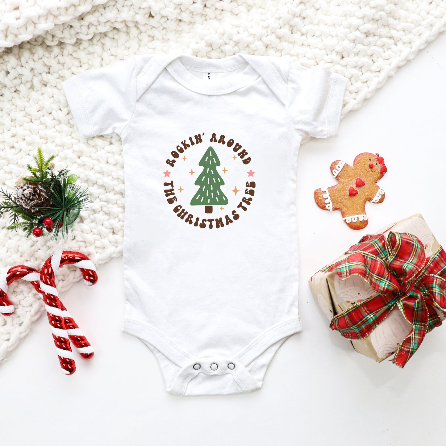Retro Rockin Around Tree | Baby Onesie