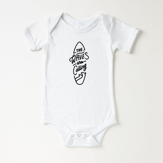 The Waves Are Calling Surf Board | Baby Onesie