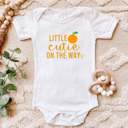 Little Cutie On The Way Orange | Baby Onesie